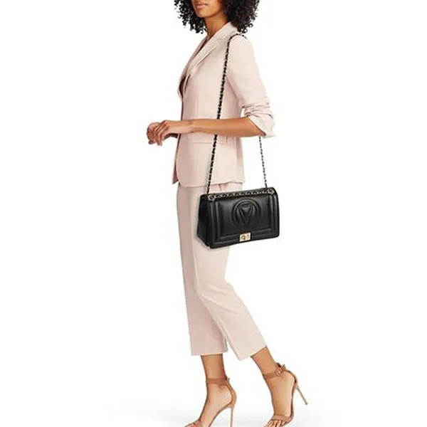 Túi Xách Valentino By Mario Alice Sauvage Leather Shoulder Bag Màu Đen - Túi xách - Vua Hàng Hiệu