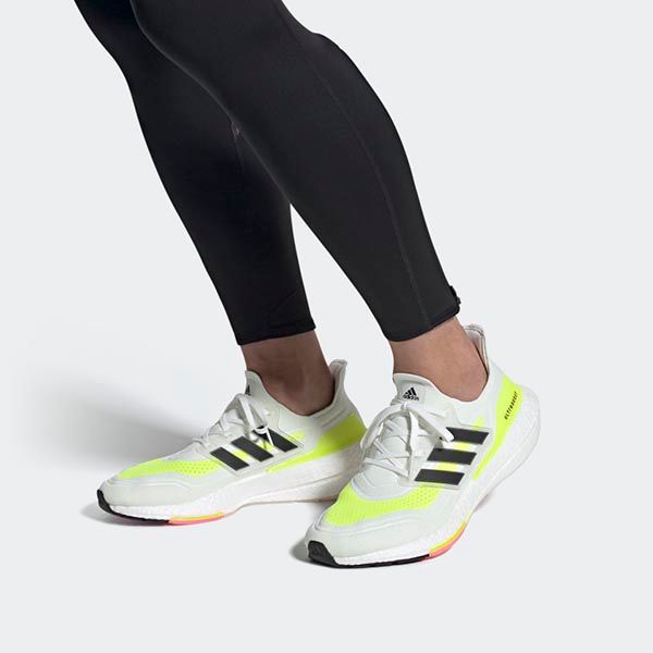 Giày Thể Thao Adidas Ultra Boost 21 White Solar Yellow Màu Trắng - 4