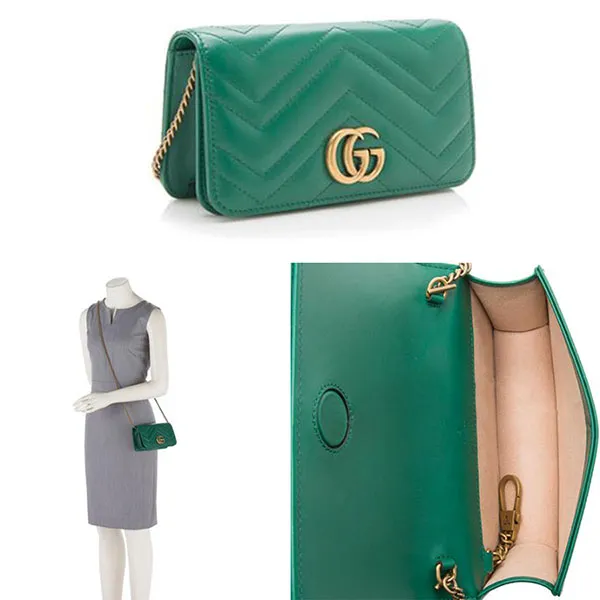 Túi Xách Gucci Marmont Mini Chain Wallet Màu Xanh Green - Túi xách - Vua Hàng Hiệu