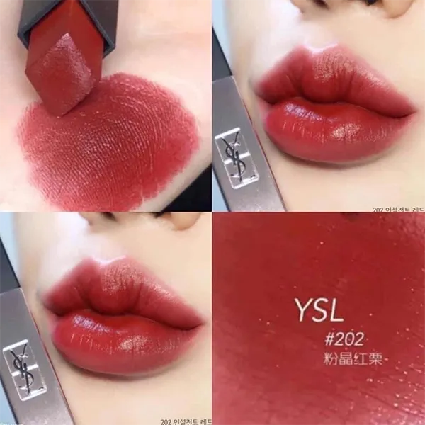 Son Yves Saint Laurent YSL Rouge Pur Couture The Slim Glow Matte 202 Insurgent Red Màu Đỏ Đất (trendy ) - Son Môi - Vua Hàng Hiệu