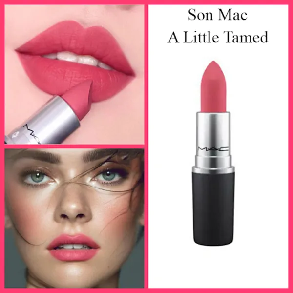 Son MAC Powder Kiss Lipstick Màu 301 A Little Tamed Màu Hồng