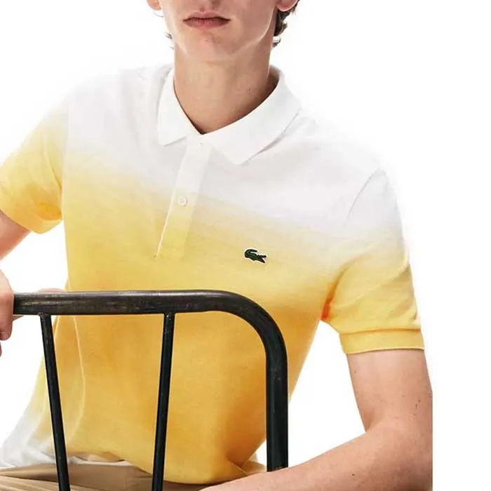 Áo Polo Lacoste Men's Cotton Piqué Regular Fit Màu Trắng Phối Vàng