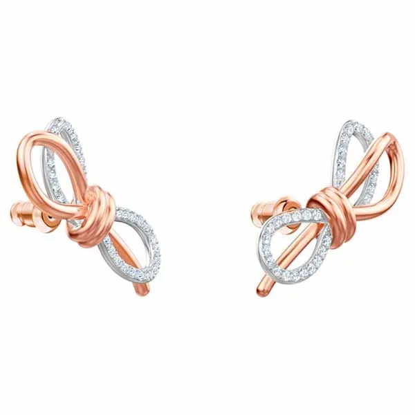 Khuyên Tai Swarovski Lifelong Bow Pierced Earrings White Mixed Metal Finish - Trang sức - Vua Hàng Hiệu