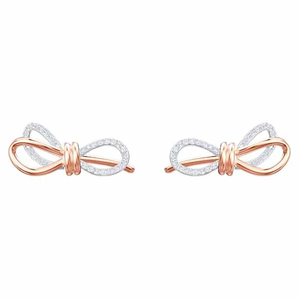 Khuyên Tai Swarovski Lifelong Bow Pierced Earrings White Mixed Metal Finish - Trang sức - Vua Hàng Hiệu