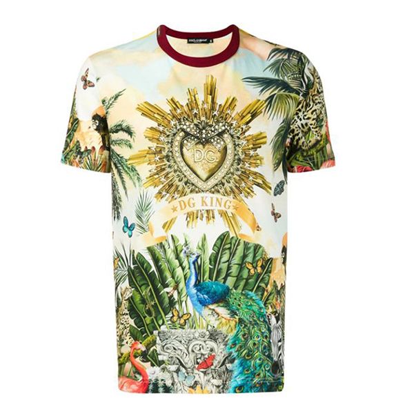 Áo Thun Nam Dolce & Gabbana D&G Short Sleeve T-Shirt Crew Neckline Jumper Tropical King In Phối Màu - 2