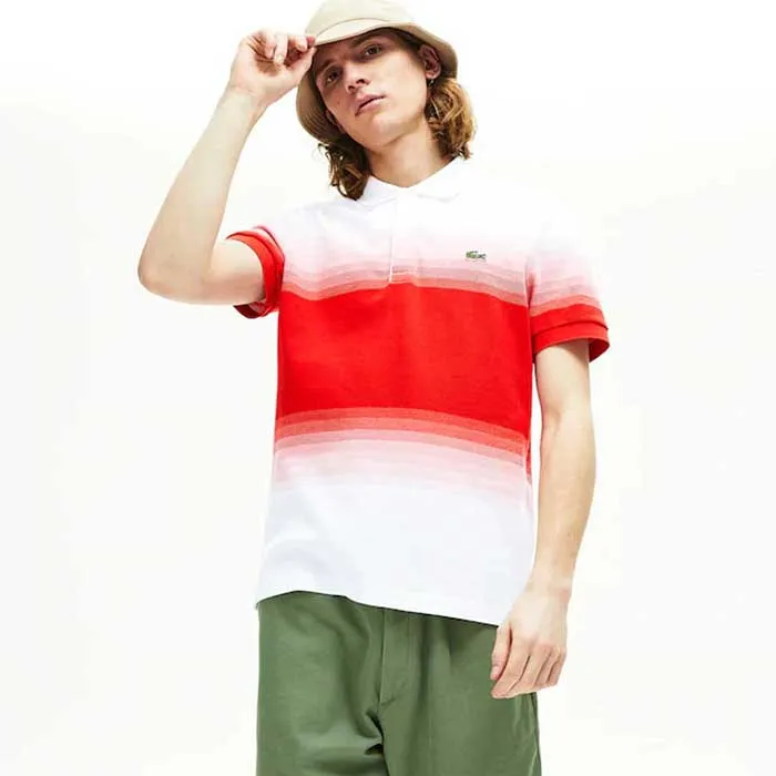 Áo Polo Lacoste Men's Cotton Piqué Regular Fit Màu Trắng Phối Đỏ Size 3