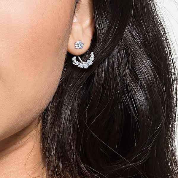 Khuyên Tai Swarovski Moonsun Pierced Earring Jackets White Rhodium Plated - 2