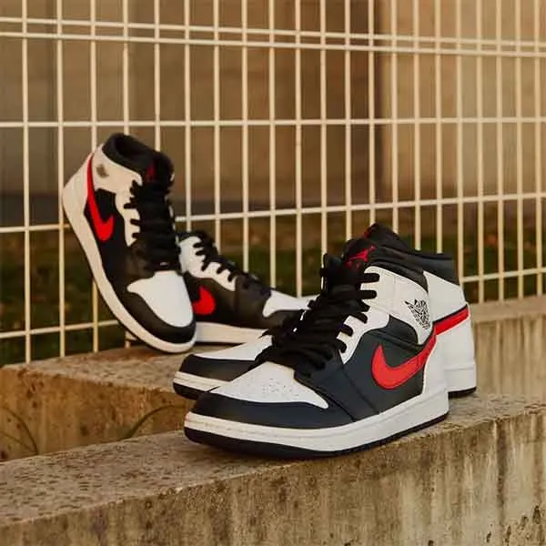 Giày Thể Thao Nike Jordan 1 Mid Black Chile Red White Màu Đen Trắng - Giày - Vua Hàng Hiệu
