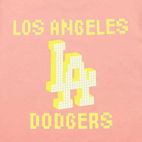 Áo Phông MLB Play Back Pixel Logo Overfit Short Sleeve T-shirt LA Dodgers Màu Hồng Cam Size S