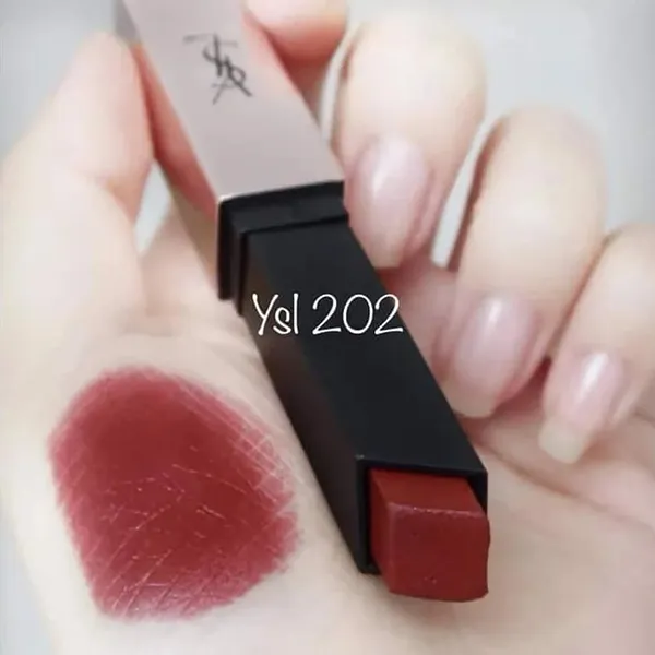 Son Yves Saint Laurent YSL Rouge Pur Couture The Slim Glow Matte 202 Insurgent Red Màu Đỏ Đất (trendy ) - Son Môi - Vua Hàng Hiệu