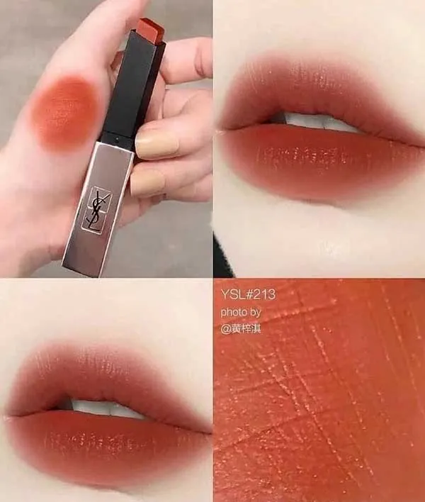 Son Yves Saint Laurent YSL The Slim Glow Matte 213 No Taboo Chili Màu Cam Cháy Thời Thượng - Son Môi - Vua Hàng Hiệu