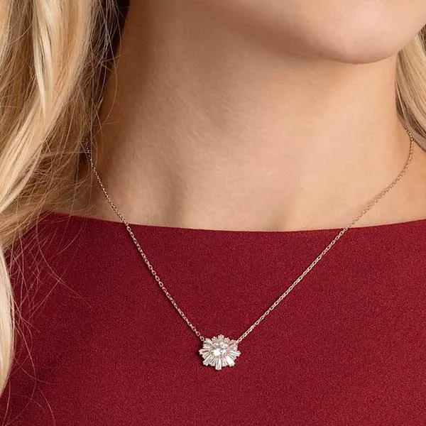 Dây Chuyền Swarovski Sunshine Pendant White Rose-gold Tone Plated