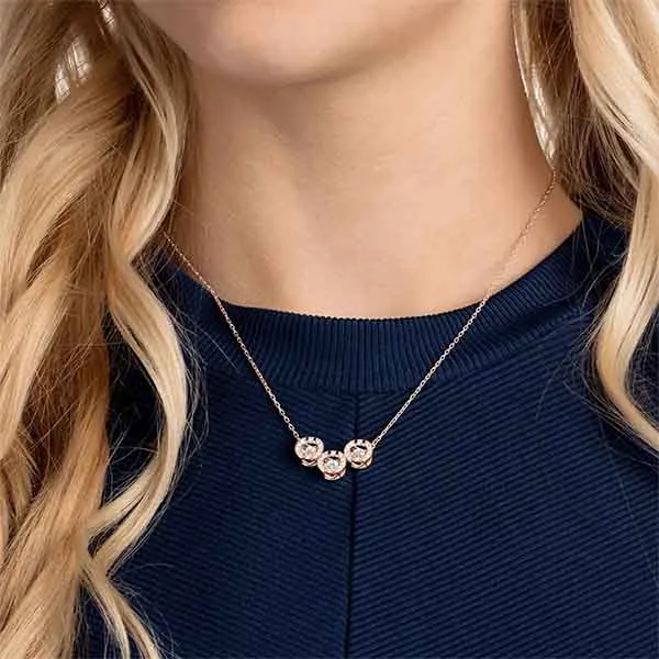 Dây Chuyền Swarovski Sparkling Dance Trilogy Necklace White Rose-gold Tone Plated - Trang sức - Vua Hàng Hiệu