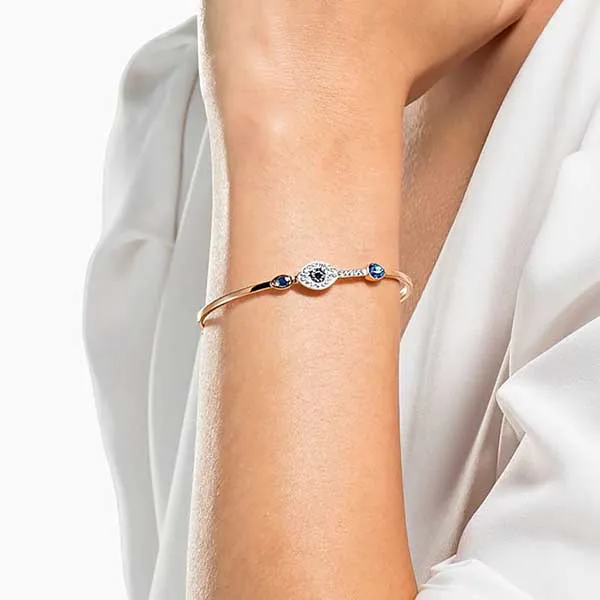 Vòng Đeo Tay Swarovski Symbolic Evil Eye Bangle Blue Mixed Metal Finish