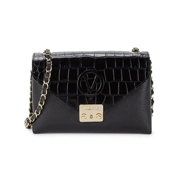 Túi Xách Valentino By Mario Isebelle Croc Embossed Leather Chain Shoulder Bag Màu Đen - Túi xách - Vua Hàng Hiệu
