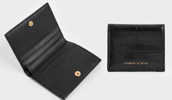Ví Nữ Charles & Keith CNK Croc-Effect Small Wallet CK6-10701003 Màu Đen