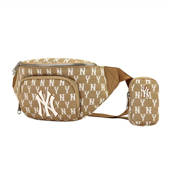 Túi Đeo Hông MLB Monogram Jacquard Hip Sack New York Yankees 3AHSM061N-50BGS Màu Nâu