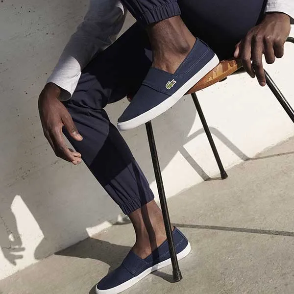 Giày Slip-On Lacoste Men's Marice BL 2 Canvas Xanh Navy Size 40.5