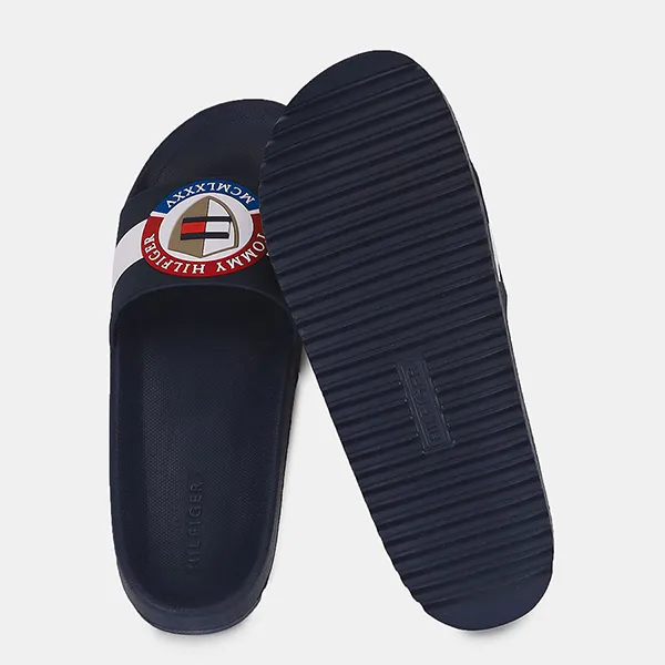 Dép Tommy Hilfiger Men Navy Logo Reboot Slides Màu Xanh Navy