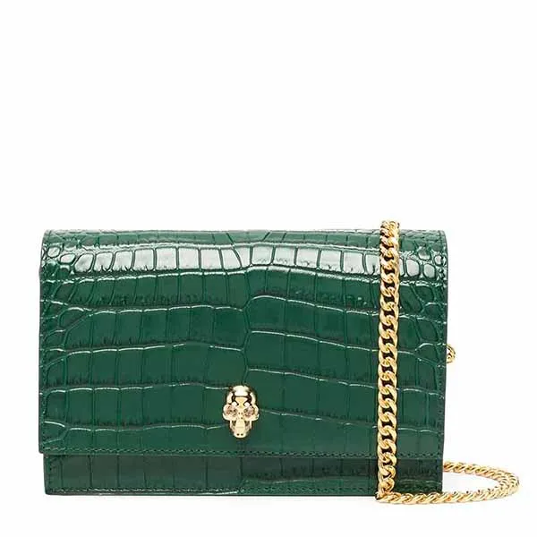 Túi Xách Alexander Mcqueen Crocodile Effect Crossbody Bag Màu Xanh Green - Túi xách - Vua Hàng Hiệu