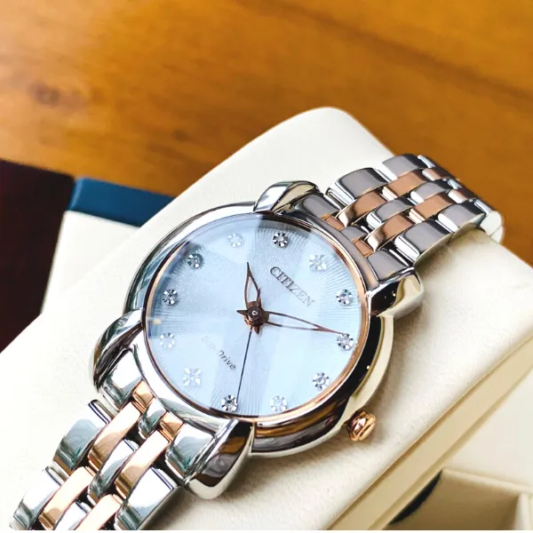 Đồng Hồ Citizen Jolie Eco-Drive White Dial Ladies Two Tone Watch EM0716-58A