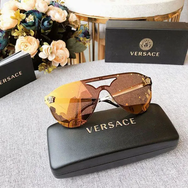Kính Mát Versace Brown Mirror Gold Sunglasses Gọng Kim Loại VE2161 136/00/145 Màu Nâu - Kính mắt - Vua Hàng Hiệu