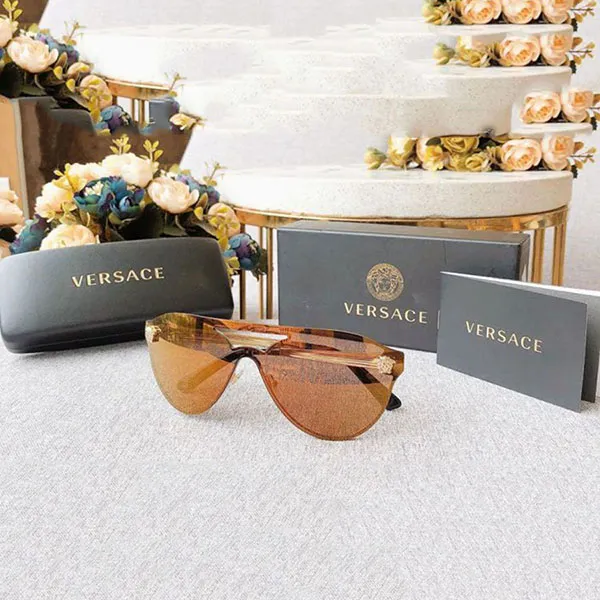Kính Mát Versace Brown Mirror Gold Sunglasses Gọng Kim Loại VE2161 136/00/145 Màu Nâu - Kính mắt - Vua Hàng Hiệu