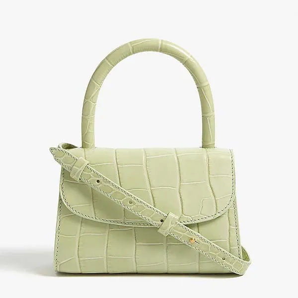 Túi Xách By Far Croc-Embossed Leather Mini Tote Xanh Bạc Hà