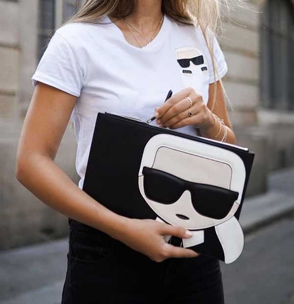 Túi Clutch Karl Lagerfeld K/Ikonic Clutch Bag In Black Size 32 Màu Đen - 2