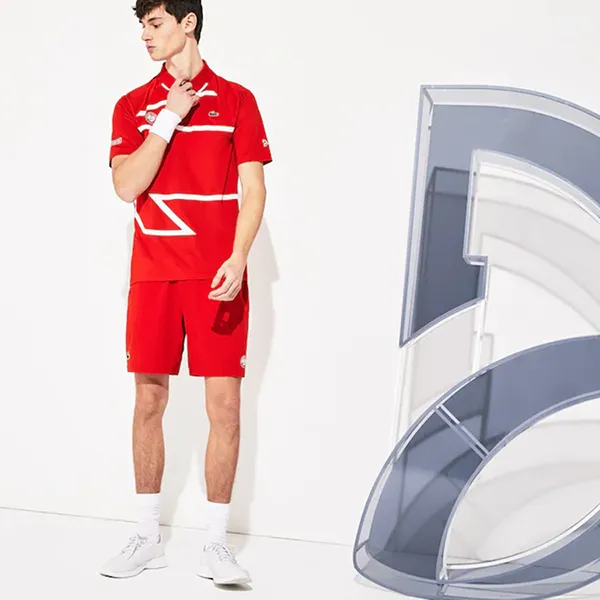 Áo Polo Lacoste Mens Sport Roland Garros x Novak Djokovic Set Red Màu Đỏ Size S