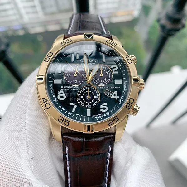Đồng Hồ Nam Citizen Eco-Drive Perpetual Calendar Chronograph Alarm BL5472-01E Màu Nâu Vàng - Đồng hồ - Vua Hàng Hiệu