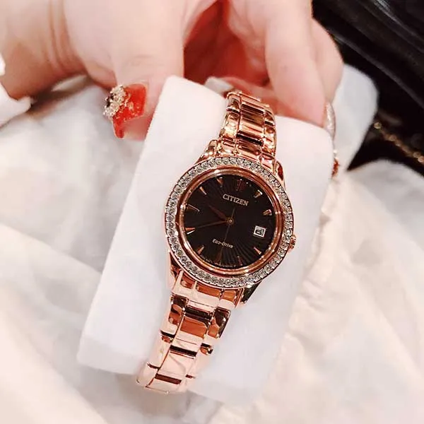Đồng Hồ Nữ Citizen Silhouette Rose Gold-Tone Stainless Steel Bracelet Ladies Watch FE1123-51E - 1