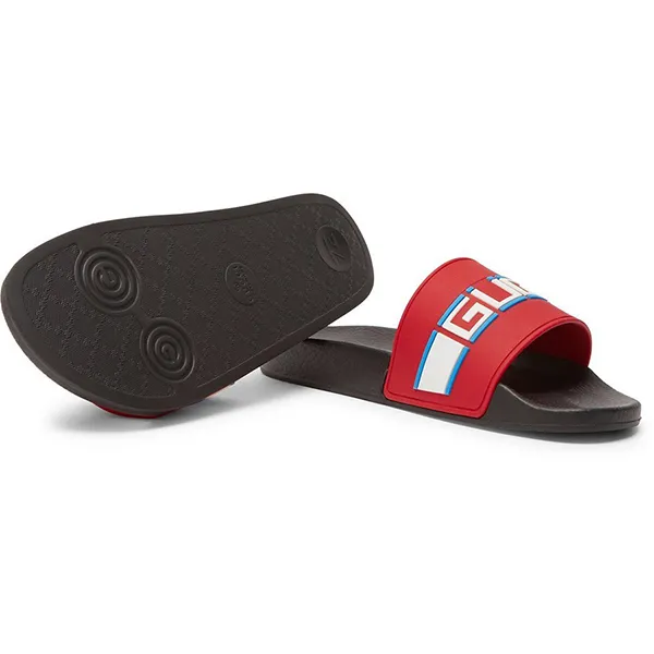 Dép Gucci Logo-Detailed Rubber Slides Màu Đỏ
