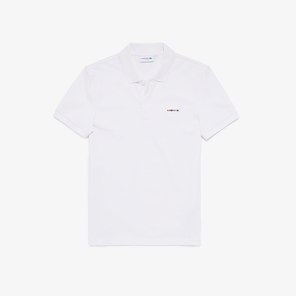Áo Polo Lacoste Men's Short Sleeve Rainbow Block Logo Slim Fit Polo Shirt Màu Trắng Size L - 2