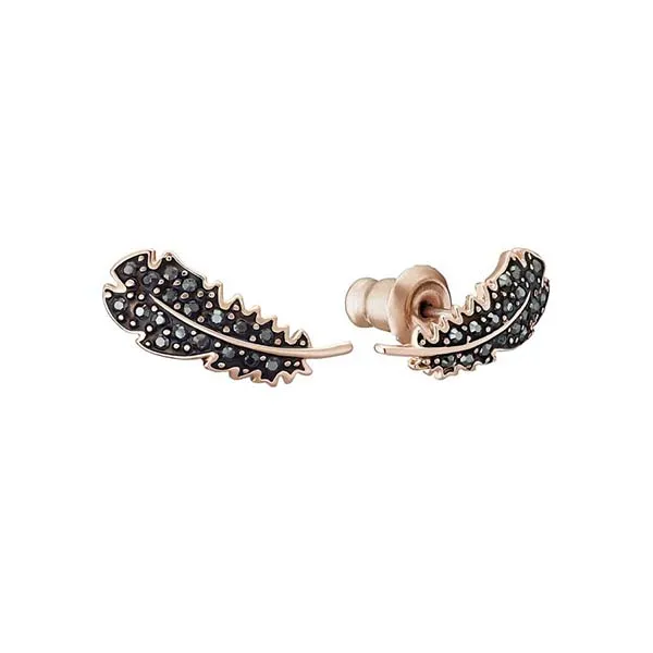 Khuyên Tai Nữ Swarovski Naughty Pierced Earrings, Black Crystals, Rose-Gold Tone Plated 5516010 Màu Đen - Vàng Hồng