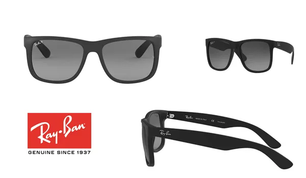 Kính Mát Rayban Justin Classic RB4165 622/T3 55-17 Polarized Màu Đen Xám - Kính mắt - Vua Hàng Hiệu