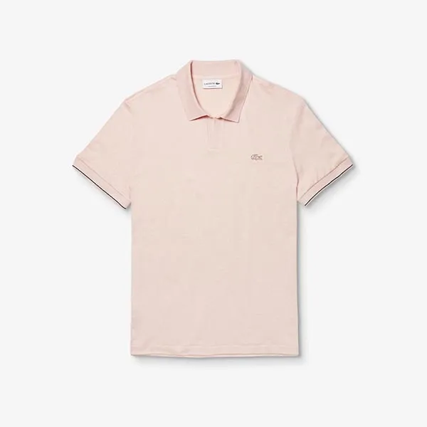 Áo Polo Lacoste Men's Tunisian Collar Linen And Cotton Regular Fit Polo Shirt Màu Hồng Nhạt - Thời trang - Vua Hàng Hiệu