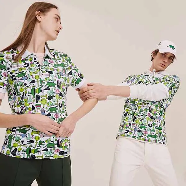 Áo Polo Unisex Lacoste x Jeremyville Print Regular Fit Piqué Polo Shirt Size M - 1