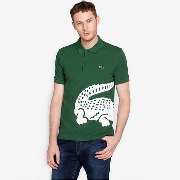 Áo Polo Men's Lacoste Oversized Crocodile Print Polo Shirt Màu Xanh Green Size M - 3