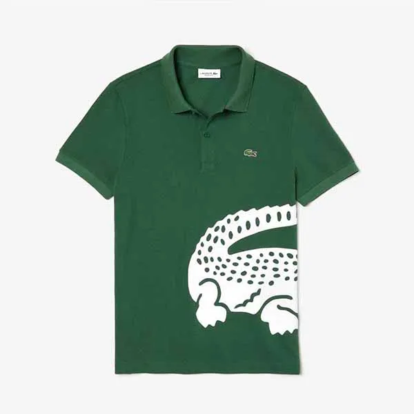 Áo Polo Men's Lacoste Oversized Crocodile Print Polo Shirt Màu Xanh Green Size M - 1