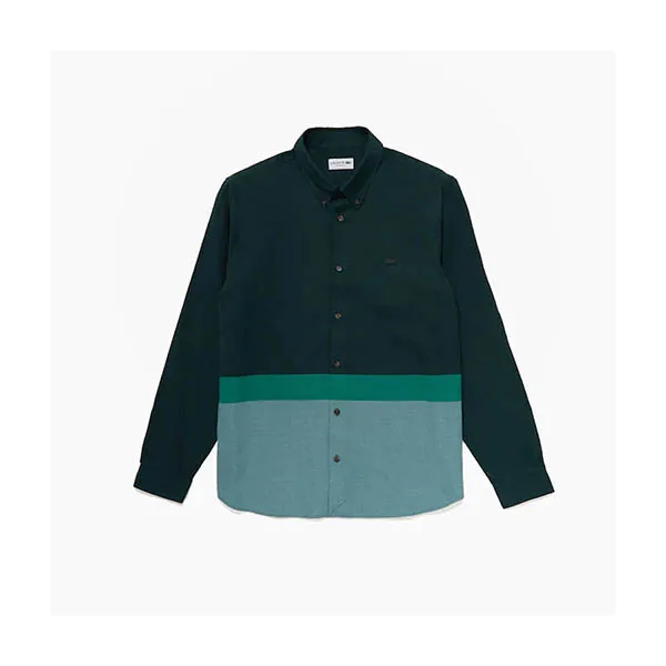 Áo Sơ Mi Lacoste Men's Colorblock Regular Fit Cotton Flannel Shirt Màu Xanh Green
