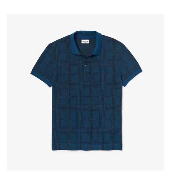 Áo Polo Men's Lacoste Regular Fit Glen Plaid Print Cotton Polo Shirt Màu Xanh Navy