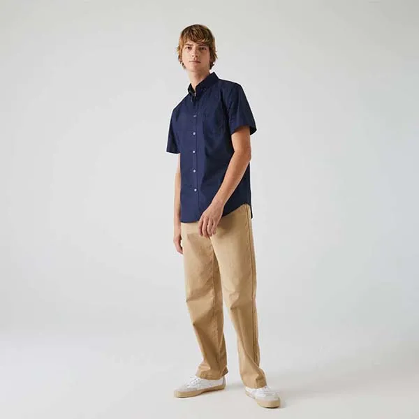 Áo Sơ Mi Lacoste Men's Regular Fit Mini Piqué Shirt Màu Xanh Navy - Thời trang - Vua Hàng Hiệu