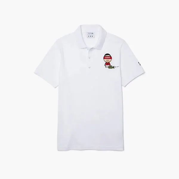 Áo Polo Lacoste Men's Sport Collab Youssef SY Cotton Piqué Polo Shirt Màu Trắng