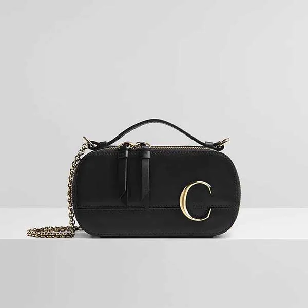 Túi Đeo Chéo Chloé C Mini Vanity Bag In Shiny Calfskin Màu Đen - Túi xách - Vua Hàng Hiệu