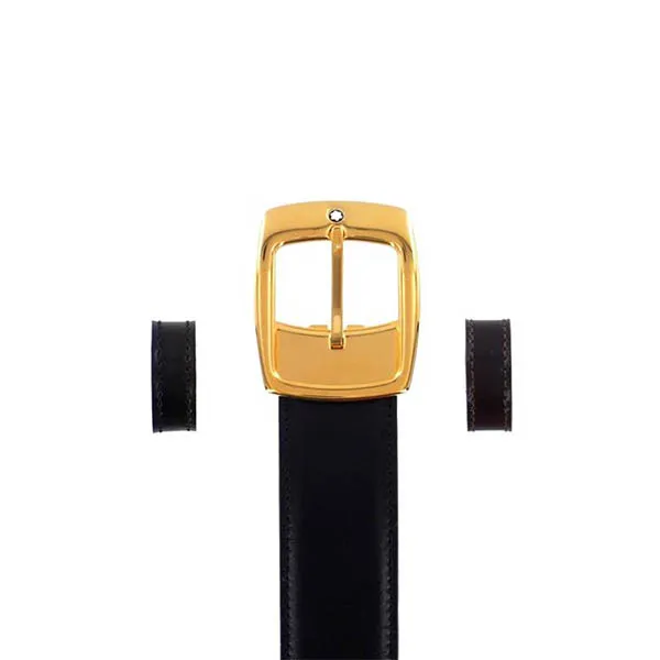 Thắt Lưng Montblanc Yellow Gold Plated Pin Buckle Reversible Leather Belt 120cm