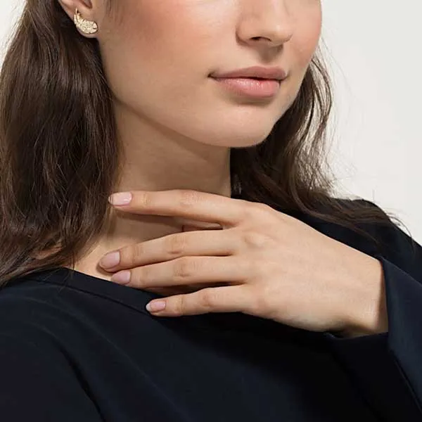 Khuyên Tai Swarovski Nice Stud Pierced Earrings, White, Gold-tone Plated