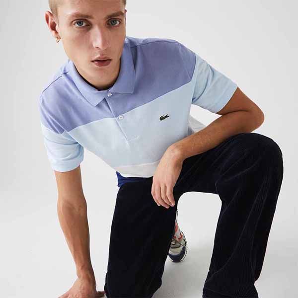 Áo Polo Lacoste Men's Short Sleeve Classic Fit Color Block Polo Shirt Phối Màu Xanh Trắng Size XS - 3