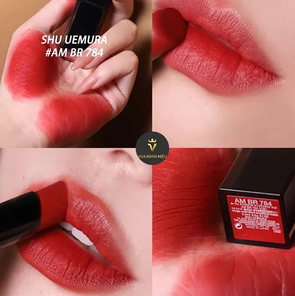 Son Shu Uemura 784 Màu Đỏ Đất Pha Cam Vỏ Đen - Son Môi - Vua Hàng Hiệu