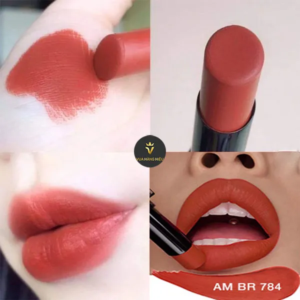 Son Shu Uemura 784 Màu Đỏ Đất Pha Cam Vỏ Đen - Son Môi - Vua Hàng Hiệu